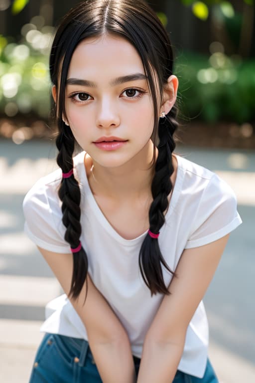  (:1.4), two s, hips, flat , , short, prepubescent face, undressed, black hair, pigtails,, masterpiece, (detailed face), (detailed clothes), f/1.4, ISO 200, 1/160s, 4K, unedited, symmetrical balance, in-frame, masterpiece, perfect lighting, (beautiful face), (detailed face), (detailed clothes), 1 , (woman), 4K, ultrarealistic, unedited, symmetrical balance, in-frame