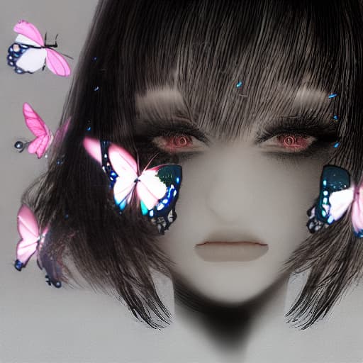  Woman butterflies on face