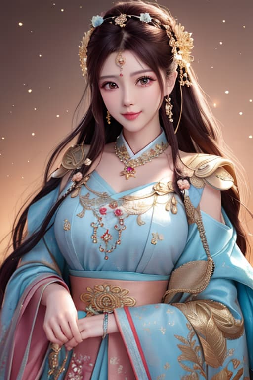  best quality, masterpiece, highres, 1girl,blush,(seductive smile:0.8),star shaped pupils,china hanfu,hair ornament,necklace, jewelry,Beautiful face,upon body, tyndall effect,photorealistic, dark studio, rim lighting, two tone lighting,(high detailed skin:1.2), 8k uhd, dslr, soft lighting, high quality, volumetric lighting, candid, Photograph, high resolution, 4k, 8k, Bokeh hyperrealistic, full body, detailed clothing, highly detailed, cinematic lighting, stunningly beautiful, intricate, sharp focus, f/1. 8, 85mm, (centered image composition), (professionally color graded), ((bright soft diffused light)), volumetric fog, trending on instagram, trending on tumblr, HDR 4K, 8K