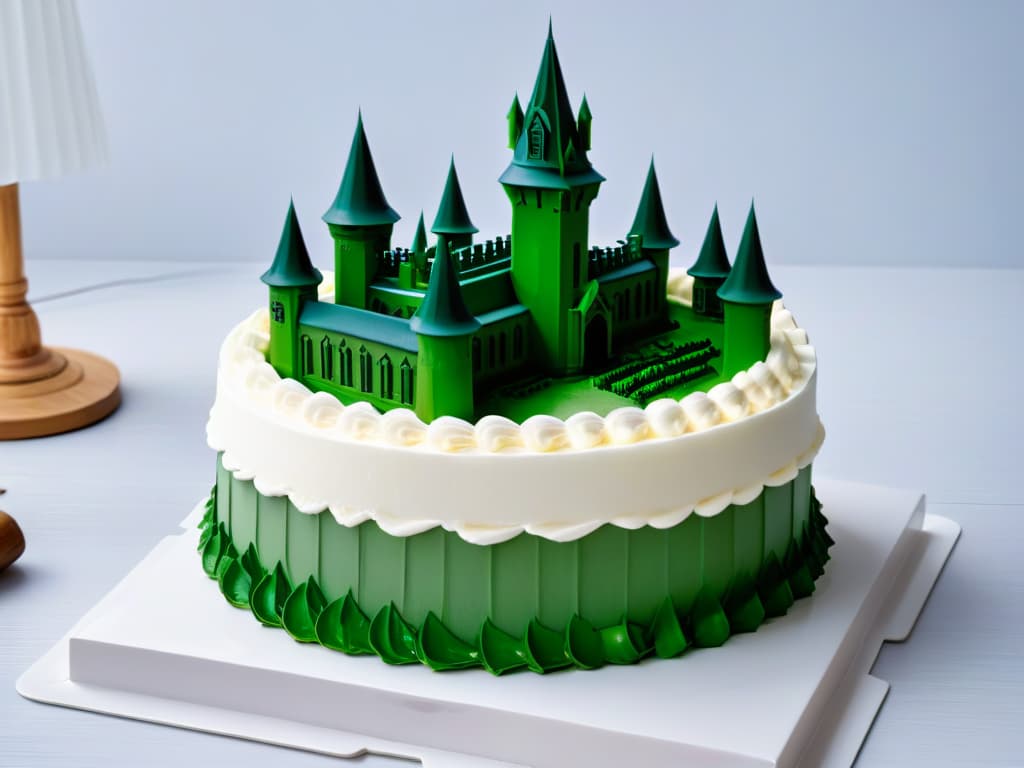  An intricately detailed, minimalist black and gold silicone cake mold in the shape of the Hogwarts castle, with intricate spires, windows, and turrets, set against a clean white background. hyperrealistic, full body, detailed clothing, highly detailed, cinematic lighting, stunningly beautiful, intricate, sharp focus, f/1. 8, 85mm, (centered image composition), (professionally color graded), ((bright soft diffused light)), volumetric fog, trending on instagram, trending on tumblr, HDR 4K, 8K