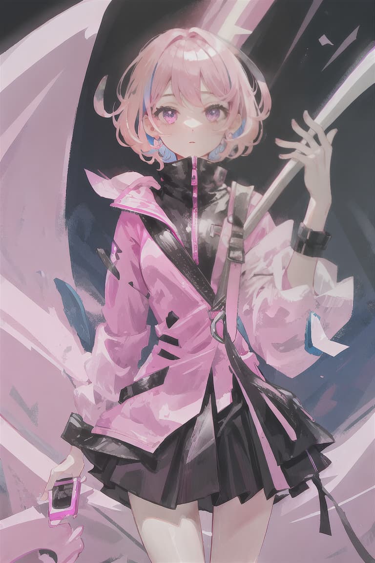  master piece , best quality,Pink hair, short hair, male, reaper, modified human