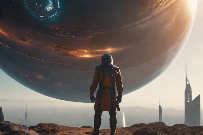  A guy holds a planet in a cyberpunk space simulation hyperrealistic, full body, detailed clothing, highly detailed, cinematic lighting, stunningly beautiful, intricate, sharp focus, f/1. 8, 85mm, (centered image composition), (professionally color graded), ((bright soft diffused light)), volumetric fog, trending on instagram, trending on tumblr, HDR 4K, 8K