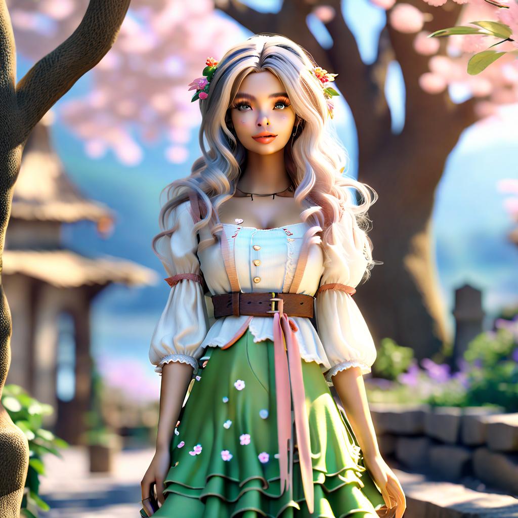  Little sweet village elf girl hyperrealistic, full body, detailed clothing, highly detailed, cinematic lighting, stunningly beautiful, intricate, sharp focus, f/1. 8, 85mm, (centered image composition), (professionally color graded), ((bright soft diffused light)), volumetric fog, trending on instagram, trending on tumblr, HDR 4K, 8K