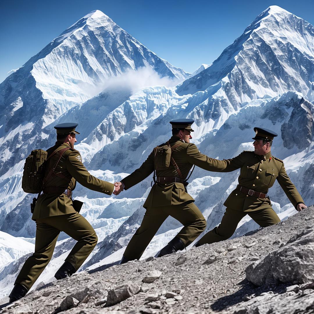  Hitler and Stalin fight on top of Mount Everest hyperrealistic, full body, detailed clothing, highly detailed, cinematic lighting, stunningly beautiful, intricate, sharp focus, f/1. 8, 85mm, (centered image composition), (professionally color graded), ((bright soft diffused light)), volumetric fog, trending on instagram, trending on tumblr, HDR 4K, 8K