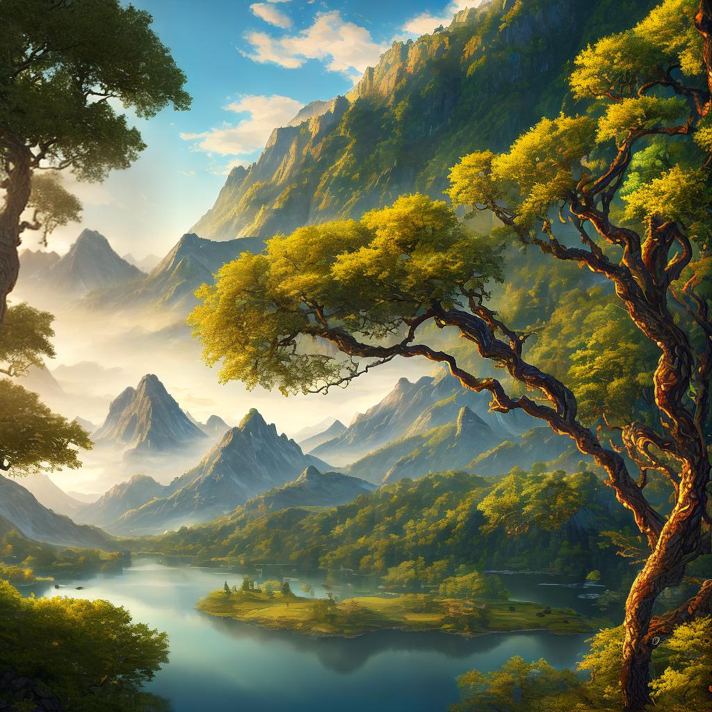  ((masterpiece)),(((best quality))), 8k, high detailed, ultra-detailed. A mesmerizing fusion of a snake and a breathtaking landscape. The snake, with its scales reflecting vibrant hues, weaves through a dense forest filled with towering trees. Rays of golden sunlight filter through the canopy, casting a magical glow on the surroundings. The landscape features a serene lake, surrounded by lush foliage and a distant mountain range. The level of detail in this artwork is truly exceptional, capturing every intricate texture and shadow. The medium chosen for this masterpiece is a digital illustration, showcasing the artist's skill in creating lifelike textures and colors. The final piece should have a resolution of 7680x4320 pixels, allowing view hyperrealistic, full body, detailed clothing, highly detailed, cinematic lighting, stunningly beautiful, intricate, sharp focus, f/1. 8, 85mm, (centered image composition), (professionally color graded), ((bright soft diffused light)), volumetric fog, trending on instagram, trending on tumblr, HDR 4K, 8K