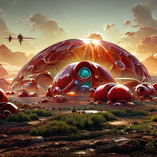 a photo of ddfusion style Create an image of a bustling Martian colony set in the year 2045. The colony consists of interconnected dome structures and modular habitats designed to support human life. In the foreground, a diverse team of astronauts—scientists, engineers, and explorers—are actively working, showcasing their efforts in agriculture, infrastructure, and scientific research. The background features the rugged, red Martian landscape with a dramatic sunset casting a golden glow over the scene. In the center of the colony, a plaque is being unveiled, dedicated to the spirit of exploration. The scene should reflect hope, ingenuity, and the pioneering spirit of humanity's first steps on Mars. human operation to dikhao ismein hyperrealistic, full body, detailed clothing, highly detailed, cinematic lighting, stunningly beautiful, intricate, sharp focus, f/1. 8, 85mm, (centered image composition), (professionally color graded), ((bright soft diffused light)), volumetric fog, trending on instagram, trending on tumblr, HDR 4K, 8K