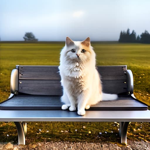 mdjrny-v4 style a cat sitting on a bench hyperrealistic, full body, detailed clothing, highly detailed, cinematic lighting, stunningly beautiful, intricate, sharp focus, f/1. 8, 85mm, (centered image composition), (professionally color graded), ((bright soft diffused light)), volumetric fog, trending on instagram, trending on tumblr, HDR 4K, 8K