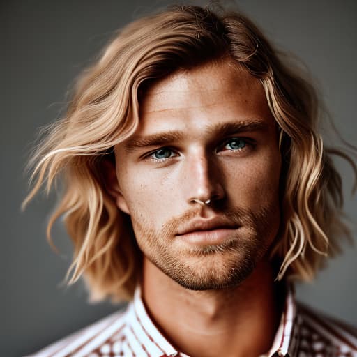 portrait+ style Australian queer supermodel blonde hunk dude face