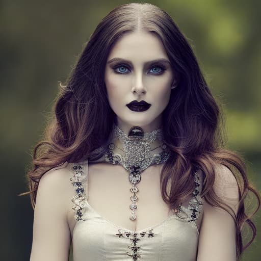 portrait+ style gorgeous gothic woman, light armour, walking beside castle, dim light vampire