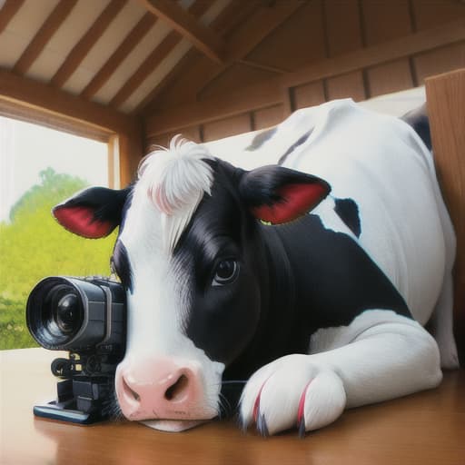  cow using a camera