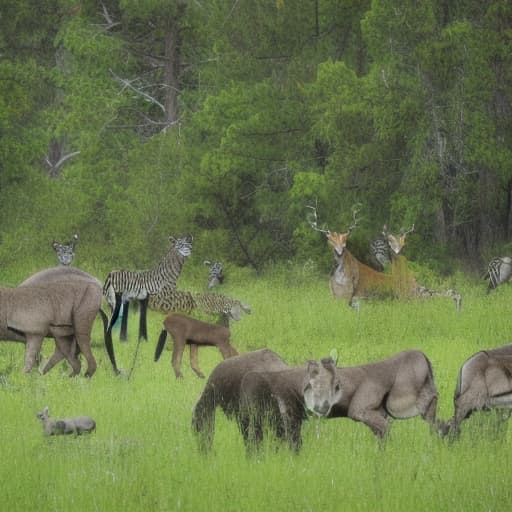  Picture of a group of wild animals in the middle of the forest