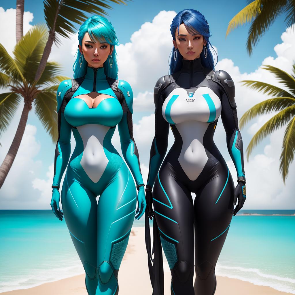  Paint an 8k, ((highly detailed)) masterpiece of Wraith, the popular character from Apex Legends, dressed in beach attire, relaxing on a sunny beach surrounded by palm trees, with a vibrant blue sky and clear turquoise waters in the background. hyperrealistic, full body, detailed clothing, highly detailed, cinematic lighting, stunningly beautiful, intricate, sharp focus, f/1. 8, 85mm, (centered image composition), (professionally color graded), ((bright soft diffused light)), volumetric fog, trending on instagram, trending on tumblr, HDR 4K, 8K