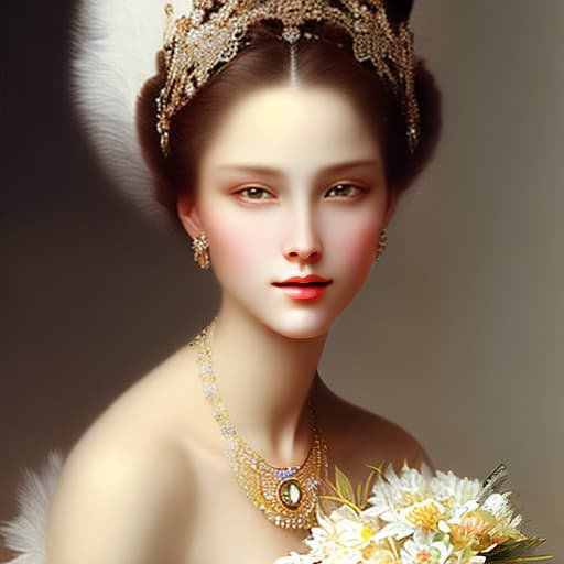 mdjrny-v4 style Exquisite masterpiece depicting an ethereal woman with porcelain-like, luminous skin in a captivating oil painting.