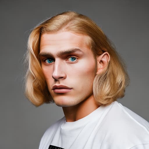 portrait+ style Russian queer Mr Olympia blonde hunk dude face