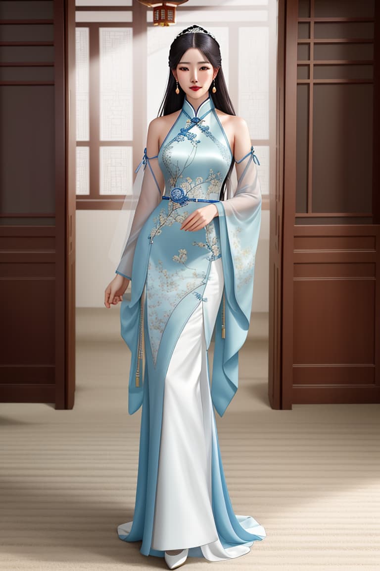  gufeng,bare shoulders,best quality,masterpiece,ultra high res,A beautiful with a Chinese face,solo,elegantly standing on the attic of an ancient Chinese building,looking diagonally at the streets,(medium s:1.1),age,Glossy hair,shiny hair,Hair fs,(full body), on,(:0.7),hanfu,tang style outfits, hyperrealistic, full body, detailed clothing, highly detailed, cinematic lighting, stunningly beautiful, intricate, sharp focus, f/1. 8, 85mm, (centered image composition), (professionally color graded), ((bright soft diffused light)), volumetric fog, trending on instagram, trending on tumblr, HDR 4K, 8K