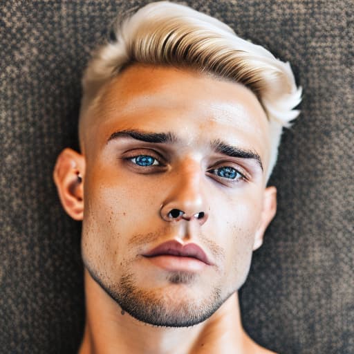 portrait+ style Russian queer fitness model blonde hunk dude face