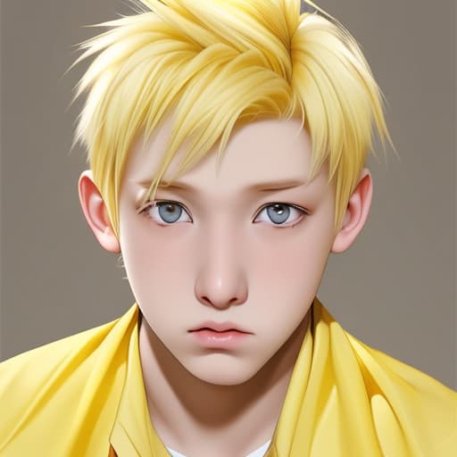  A young yellow haired boy that looks scared