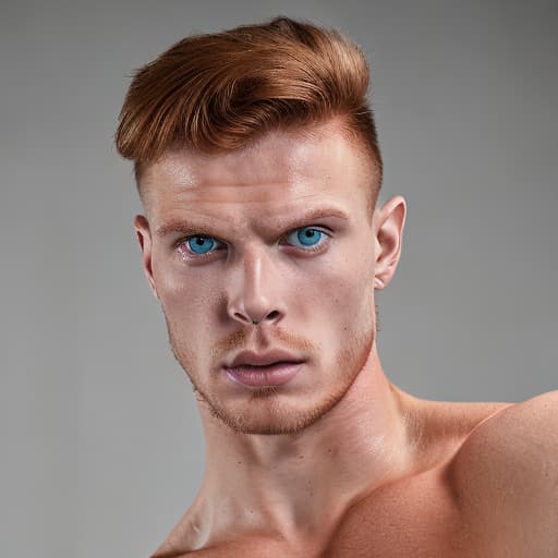 portrait+ style Russian queer fitness model Ginger hunk dude face