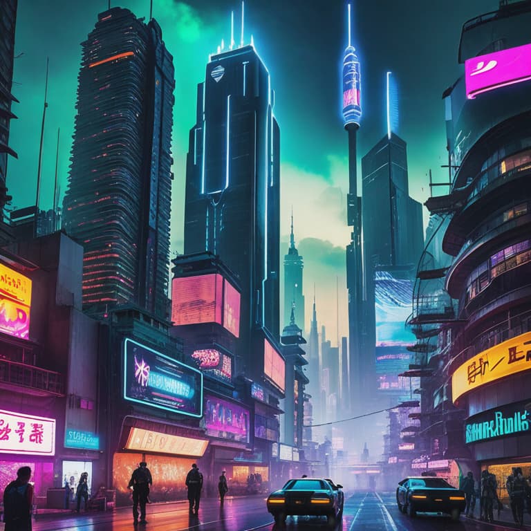  In a dystopian metropolis, towering neon-clad skyscrapers dominate the horizon. Hovering carriages with glowing trails zigzag through the congested streets, while holographic billboards flicker with advertisements for virtual reality experiences. Neon-haired cybernetically-enhanced humans, known as "cyberpunks," roam the cityscape, their bodies adorned with glowing tattoos and bioengineered modifications. In the shadowy underbelly, illegal data hackers navigate intricate networks, their minds jacked into the digital realm. Welcome to a world where advanced technology and gritty urban decay intertwine—the world of cyberpunk. hyperrealistic, full body, detailed clothing, highly detailed, cinematic lighting, stunningly beautiful, intricate, sharp focus, f/1. 8, 85mm, (centered image composition), (professionally color graded), ((bright soft diffused light)), volumetric fog, trending on instagram, trending on tumblr, HDR 4K, 8K