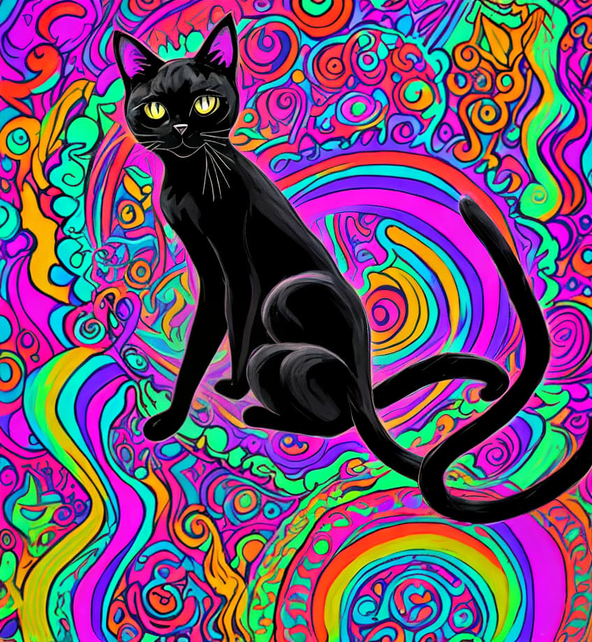  psychedelic black cat