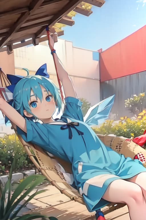  Cirno in a hammock, Ghibli style