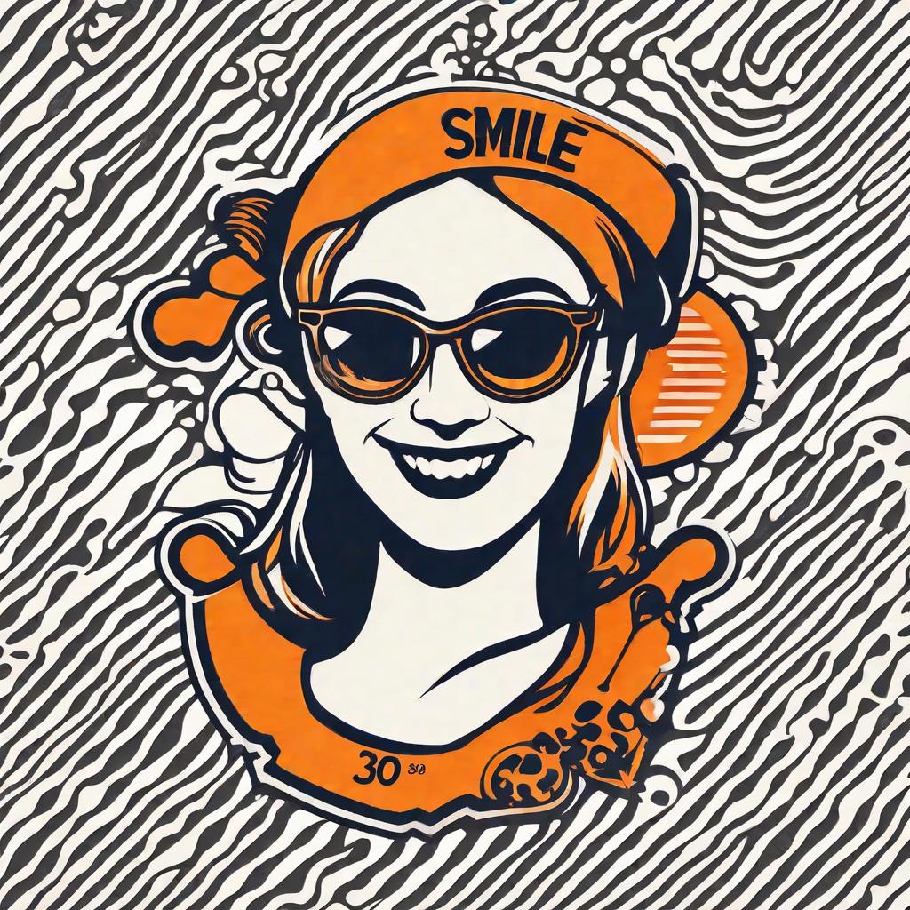  masterpiece, best quality, 3d icon logo of Smile 30year Woman with glasses, Orange vector, on White background