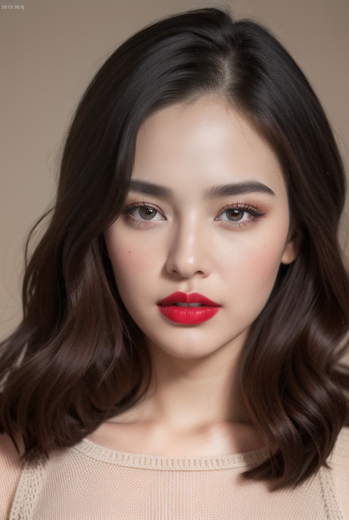  1 girl Red lips , 😉,ADVERTISING PHOTO,high quality, good proportion, masterpiece ,, The image is captured with an 8k camera and edited using the latest digital tools to produce a flawless final result.
