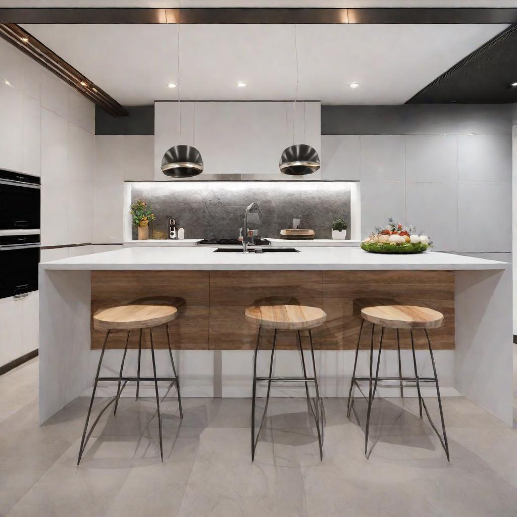   Design a kitchen in elegant, minimal style and give a modern look. 8k, cinematic lighting, HDR