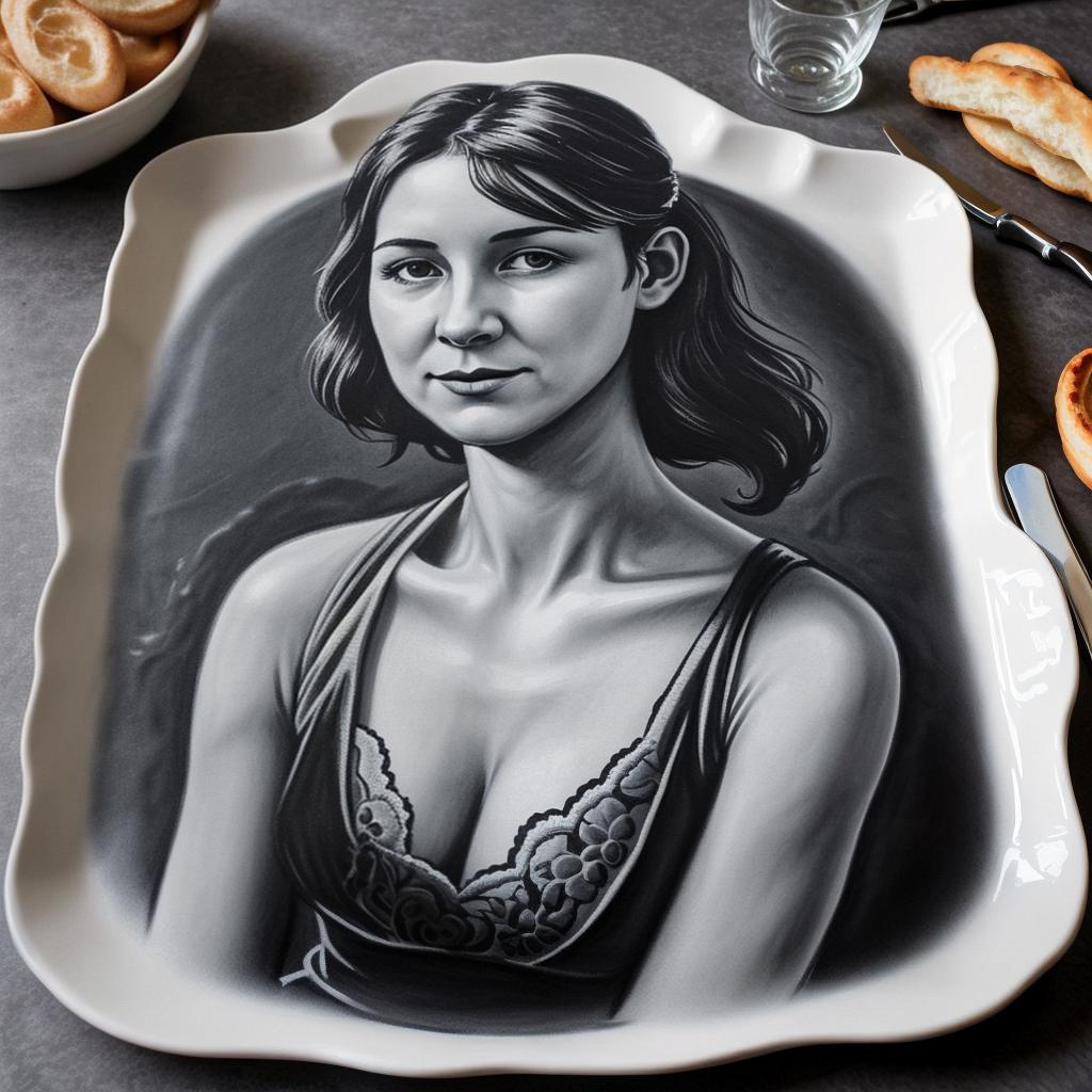  a woman in the style of LightAcademiaCore Charcoal Nouveau Réalisme Silhouette Food