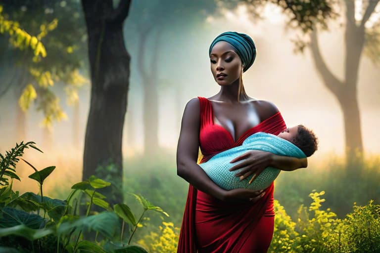  An african woman breastfeeding, 8k photorealistic, cinematic lighting, HD, high details, dramatic, trending on artstation, full body, head shot, film still, stunning photography. award coached, anatomically correct, hyper realistic, super detailed, 4k uhd image, canon eos r3 hyperrealistic, full body, detailed clothing, highly detailed, cinematic lighting, stunningly beautiful, intricate, sharp focus, f/1. 8, 85mm, (centered image composition), (professionally color graded), ((bright soft diffused light)), volumetric fog, trending on instagram, trending on tumblr, HDR 4K, 8K