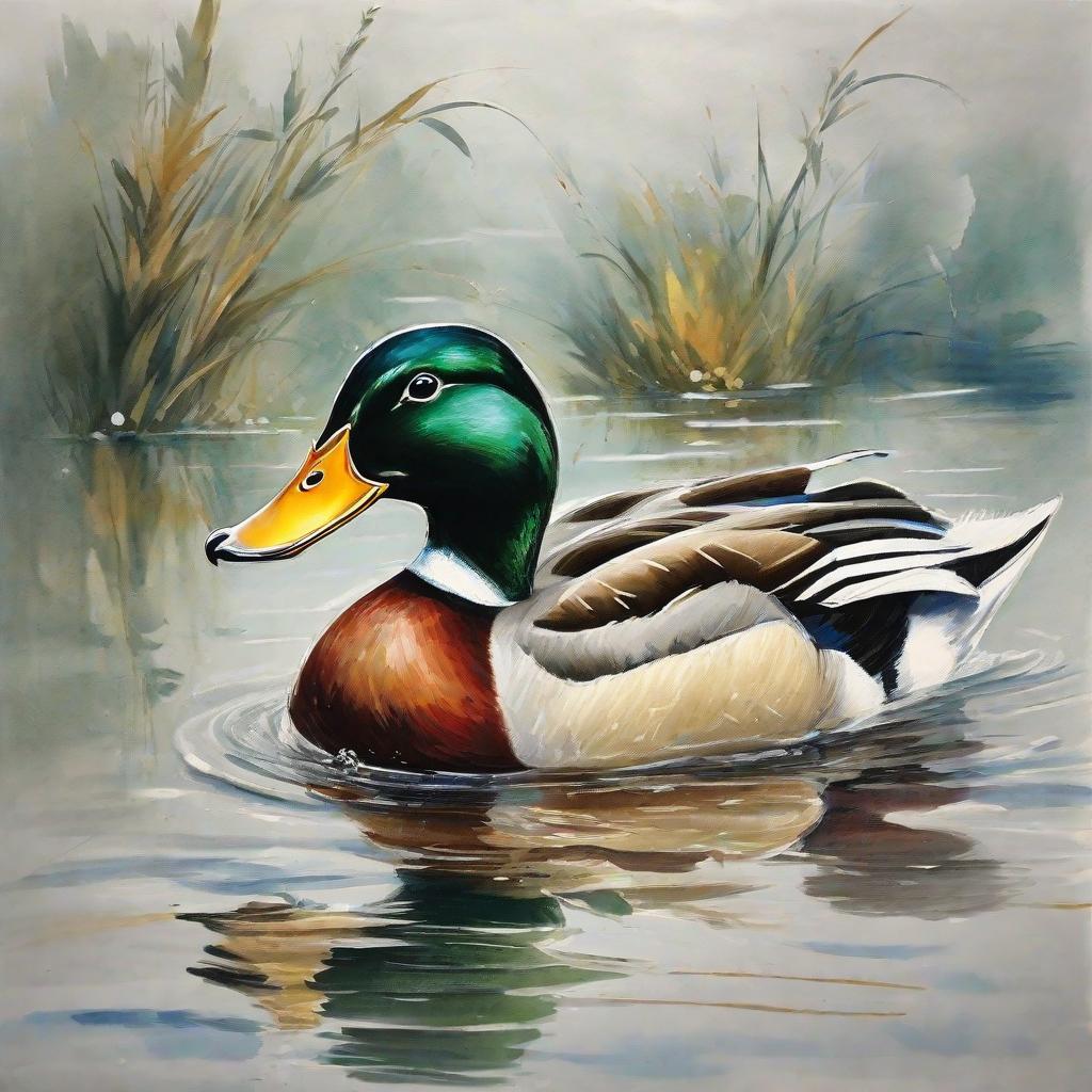  masterpiece, best quality, draw a duck swimming