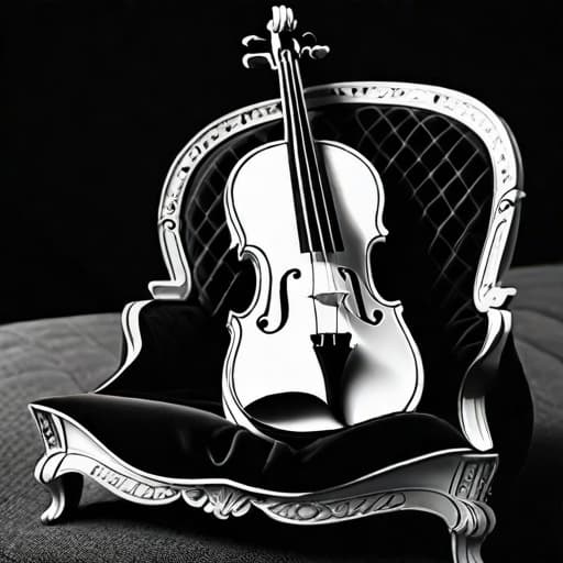  Craft a black and white illustration of a finely-crafted violin resting on a velvet cushion. Highlight the intricate details and craftsmanship of this classical instrument.,coloring book, line art, high resolution, black and white, colorless,(( no color)) ((only sketch)) hyperrealistic, full body, detailed clothing, highly detailed, cinematic lighting, stunningly beautiful, intricate, sharp focus, f/1. 8, 85mm, (centered image composition), (professionally color graded), ((bright soft diffused light)), volumetric fog, trending on instagram, trending on tumblr, HDR 4K, 8K