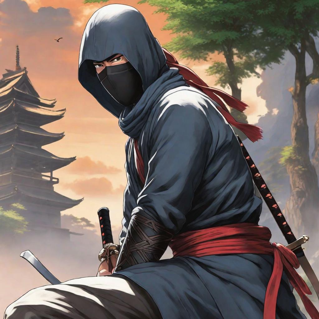  Ninja adolescente , anime concept art by Hayao Miyazaki, featured on pixiv, fantasy art, concept art, official art, high detailed hyperrealistic, full body, detailed clothing, highly detailed, cinematic lighting, stunningly beautiful, intricate, sharp focus, f/1. 8, 85mm, (centered image composition), (professionally color graded), ((bright soft diffused light)), volumetric fog, trending on instagram, trending on tumblr, HDR 4K, 8K