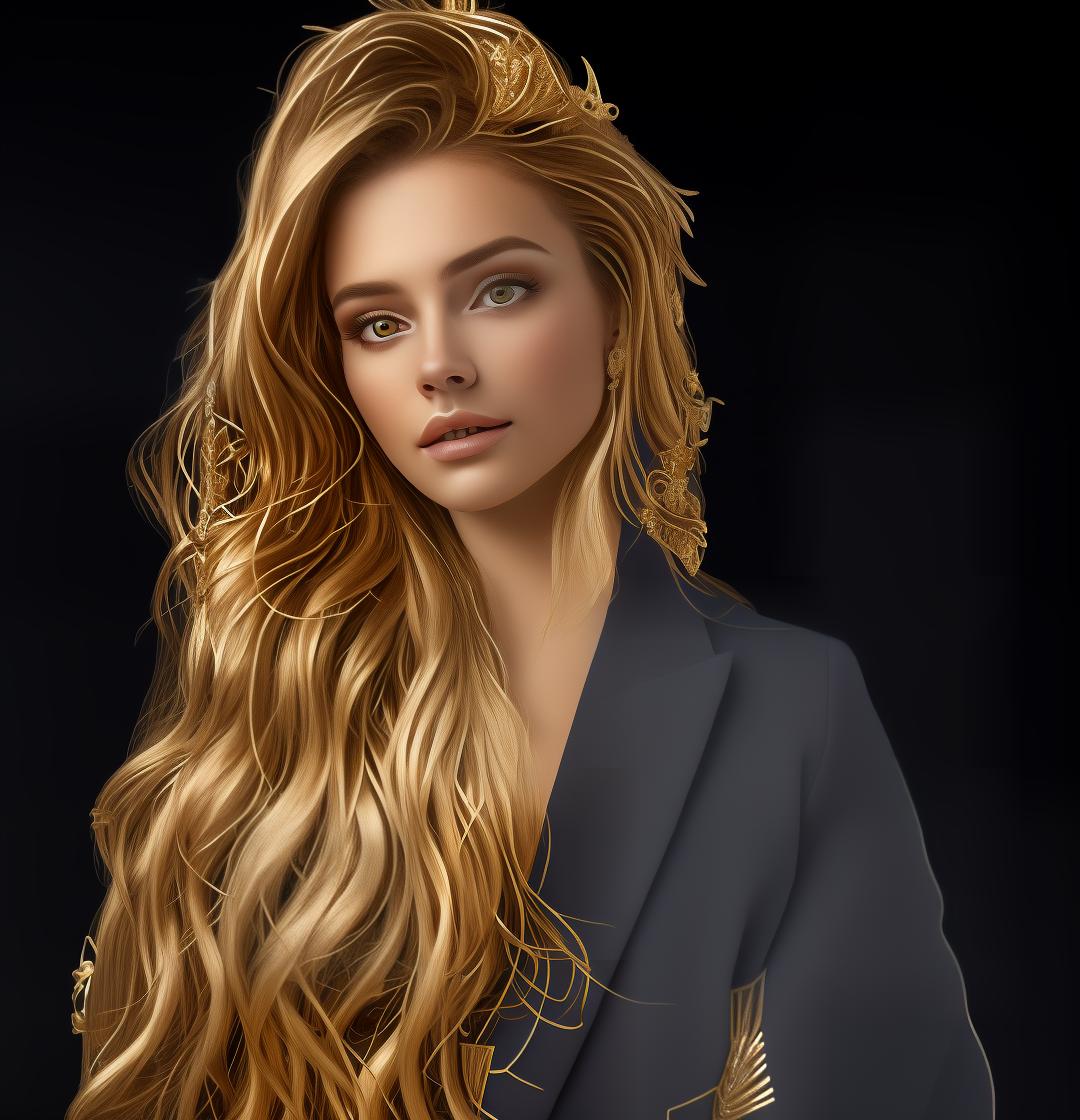 mdjrny-v4 style Create an avatar of a female character in a Roman Empire style. The character should be dressed in attire typical of ancient Roman fashion, such as a stola or tunica for women, white with golden texture, adorned with intricate patterns or symbols of Roman culture. Her hairstyle should reflect Roman hairstyles of that era, such as braids, curls, or adorned with laurel wreaths or ribbons. She should have a dignified and authoritative posture, reflecting the values of Roman society. Accessories like jewelry, sandals, or symbols of status such as a Roman eagle or fasces can be included to enhance her historical authenticity. The background should depict a Roman setting, such as a villa, forum, or colosseum, to complete the historical theme.