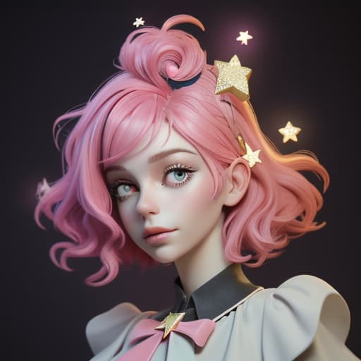  Woman with pink hair and a star on her head