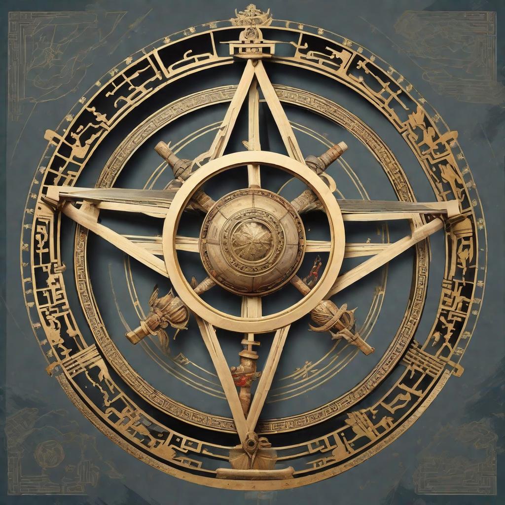  Masterpiece, best quality, Chinese traditional painting style star official image as background, armillary sphere running in it