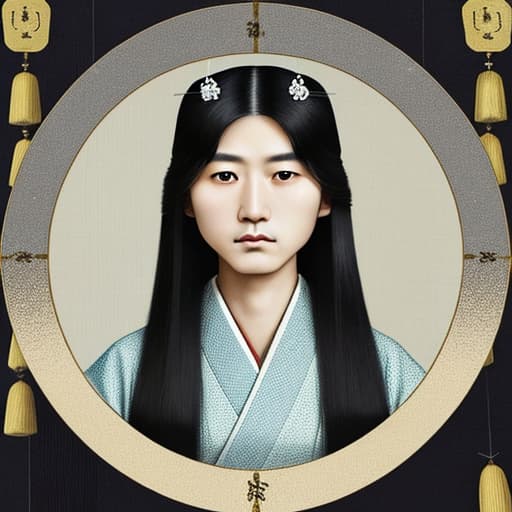  Japanese imperial style, long hair, cold eyes, oval face,