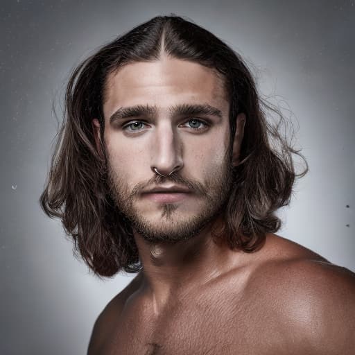 portrait+ style Royal Rumble queer brunette hunk dude face