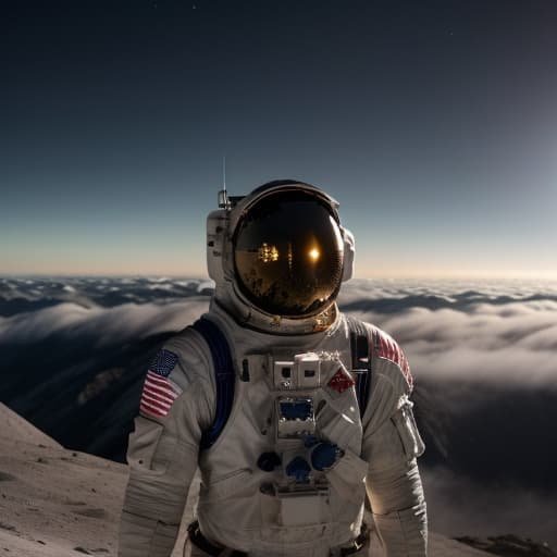  Man on the moon, ultra hd selfie hyperrealistic, full body, detailed clothing, highly detailed, cinematic lighting, stunningly beautiful, intricate, sharp focus, f/1. 8, 85mm, (centered image composition), (professionally color graded), ((bright soft diffused light)), volumetric fog, trending on instagram, trending on tumblr, HDR 4K, 8K