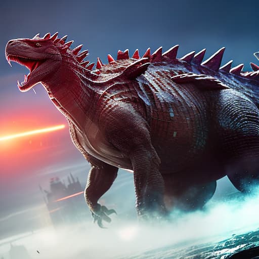 redshift style godzilla legendary hyperrealistic, full body, detailed clothing, highly detailed, cinematic lighting, stunningly beautiful, intricate, sharp focus, f/1. 8, 85mm, (centered image composition), (professionally color graded), ((bright soft diffused light)), volumetric fog, trending on instagram, trending on tumblr, HDR 4K, 8K