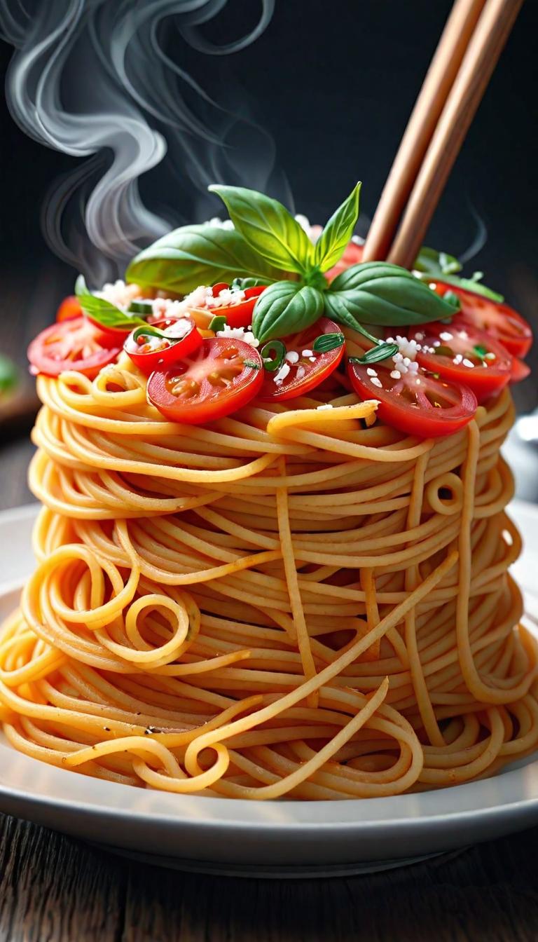  Professional 3D model of Spaghetti with chop sticks . Rendered with Octane, the model is highly detailed,dramatic lighting. hyperrealistic, full body, detailed clothing, highly detailed, cinematic lighting, stunningly beautiful, intricate, sharp focus, f/1. 8, 85mm, (centered image composition), (professionally color graded), ((bright soft diffused light)), volumetric fog, trending on instagram, trending on tumblr, HDR 4K, 8K