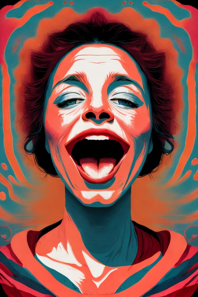  that is her mouth, in the style of vibrant, high-energy imagery, white and red, messy, amanda sage, matte photo, ray donley, vivid and saturated colors --ar 167:250 --s 750 --v 5 --q 2