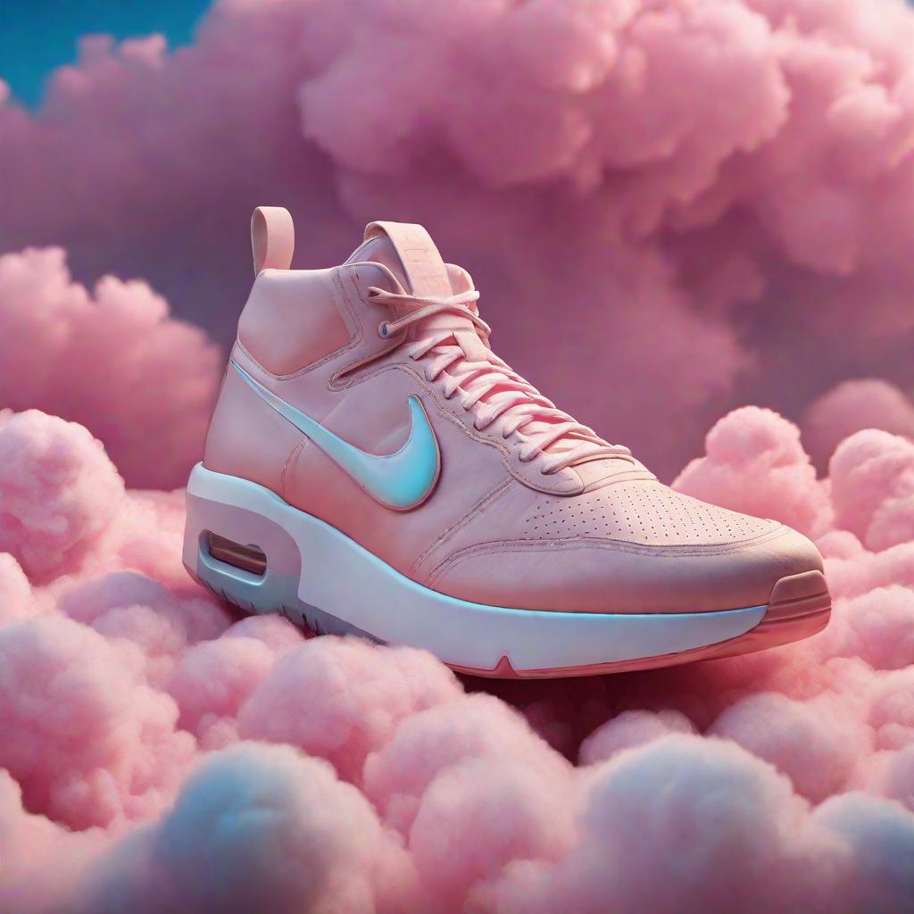  Nike sneaker concept art, (((made out of cotton candy clouds))) , luxury, futurist, stunning unreal engine render, product photography, 8k, hyper realistic. surrealism. hyperrealistic, full body, detailed clothing, highly detailed, cinematic lighting, stunningly beautiful, intricate, sharp focus, f/1. 8, 85mm, (centered image composition), (professionally color graded), ((bright soft diffused light)), volumetric fog, trending on instagram, trending on tumblr, HDR 4K, 8K