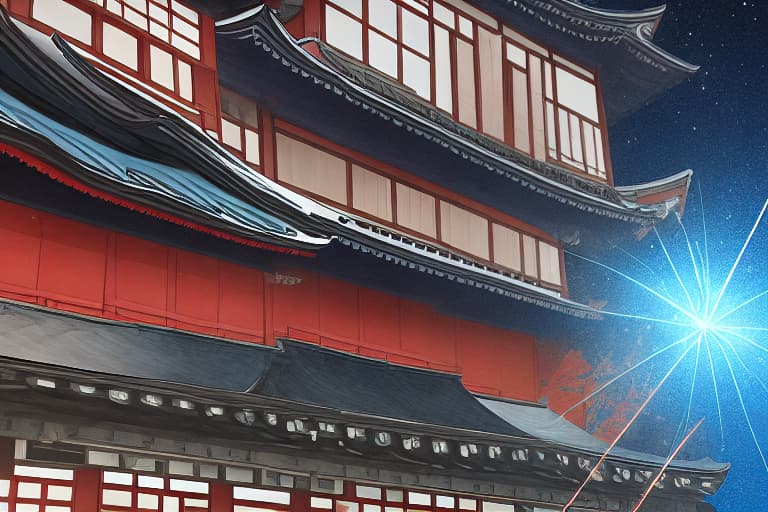  Low angle, face close up,The background of the hanok, a group of secret royal inspectors shooting blue lasers from a distance follow. In the vicinity, bad bureaucrats fall and gold and silver treasures pour out at night