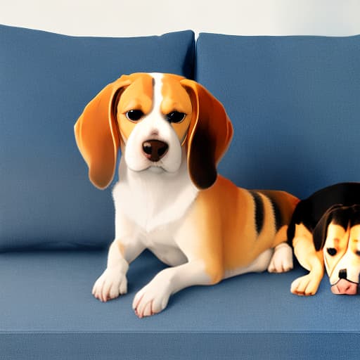  beagle und puggle auf der Couch