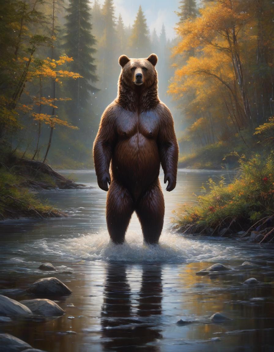  Large brush strokes, droplets of paint, a painting in oil with a bear's face, # without filter, an oil painting, in the style of Pixar. hyperrealistic, full body, detailed clothing, highly detailed, cinematic lighting, stunningly beautiful, intricate, sharp focus, f/1. 8, 85mm, (centered image composition), (professionally color graded), ((bright soft diffused light)), volumetric fog, trending on instagram, trending on tumblr, HDR 4K, 8K