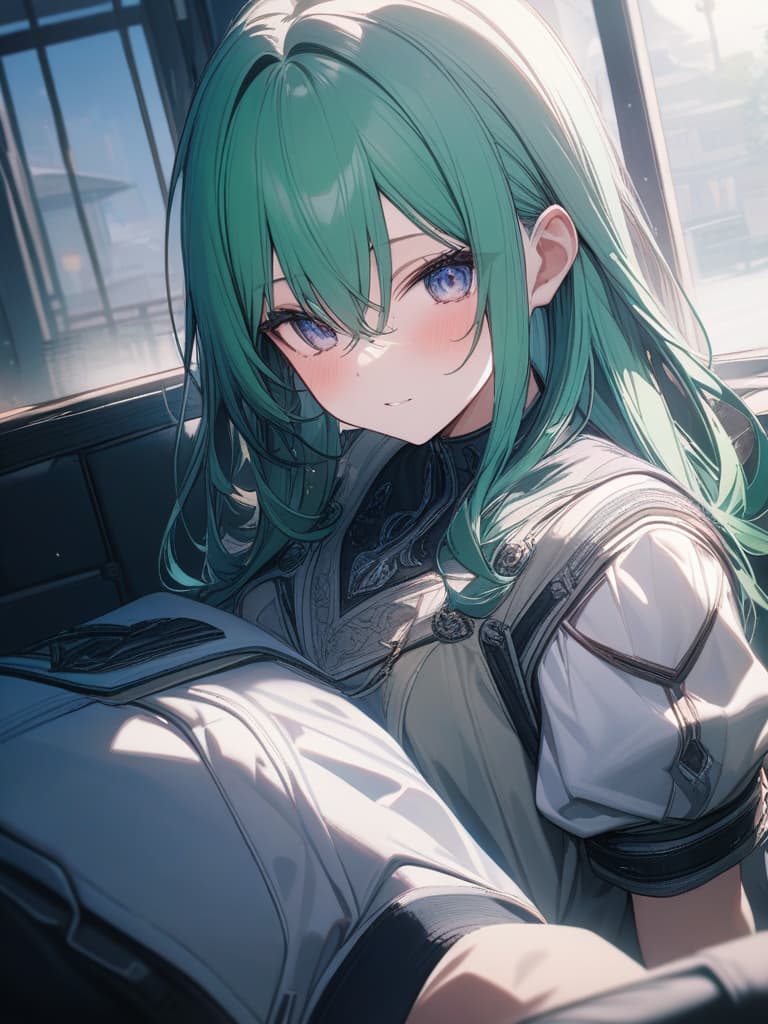  Ryukyu of green hair characters, masterpiece, best quality,8k,ultra detailed,high resolution,an extremely delicate and beautiful,hyper detail