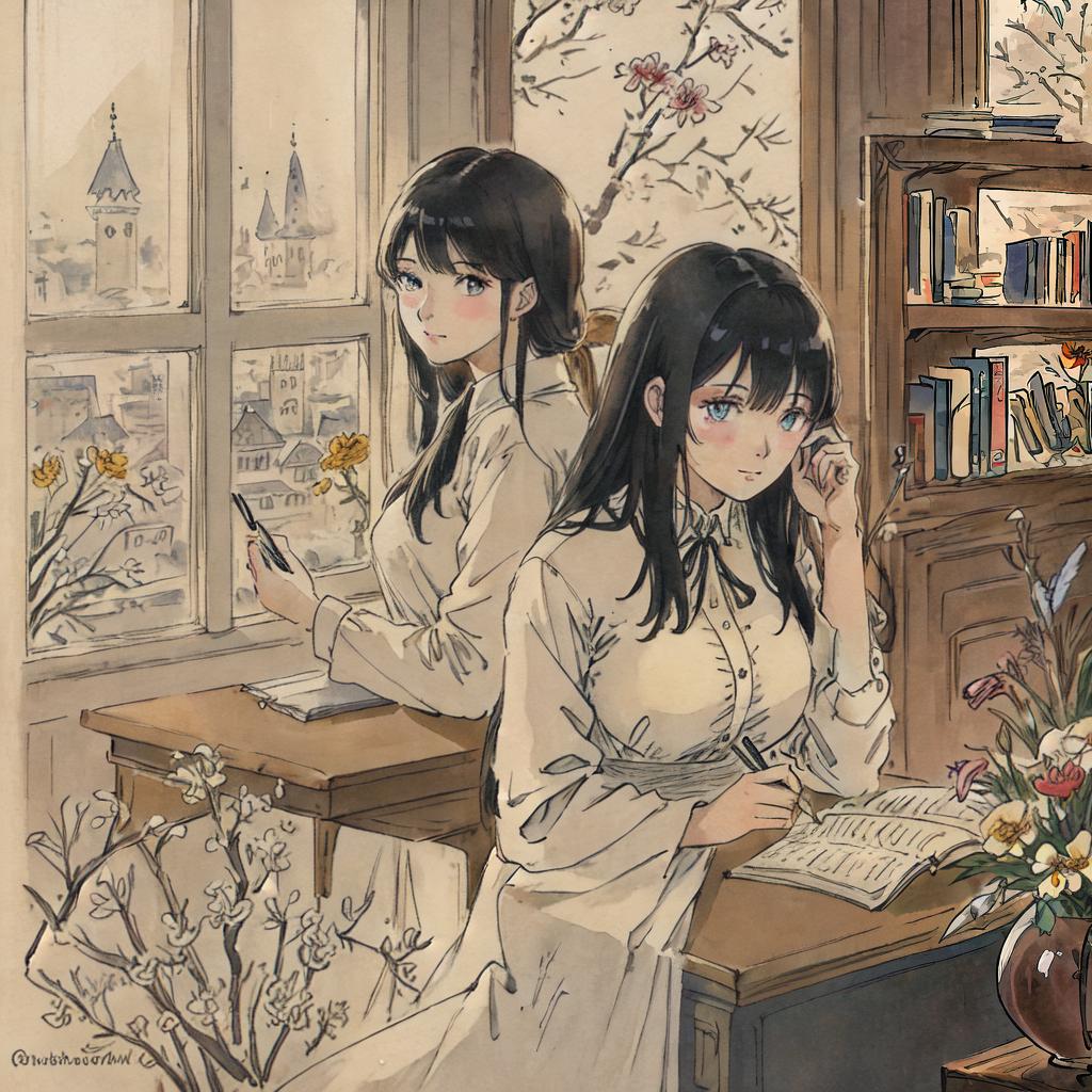  A high detailed and ultra-detailed image portraying a modified car in an American style, resulting in a true masterpiece of art. The main subject of the scene is a girl sitting in a classroom. The elements of the scene include a girl with black hair, (holding a pencil and notebook), sitting at a desk, (adorned with a vase of flowers and a stack of papers), (with a bookshelf filled with books in the background), (bathed in warm natural light coming from a window). hyperrealistic, full body, detailed clothing, highly detailed, cinematic lighting, stunningly beautiful, intricate, sharp focus, f/1. 8, 85mm, (centered image composition), (professionally color graded), ((bright soft diffused light)), volumetric fog, trending on instagram, trending on tumblr, HDR 4K, 8K