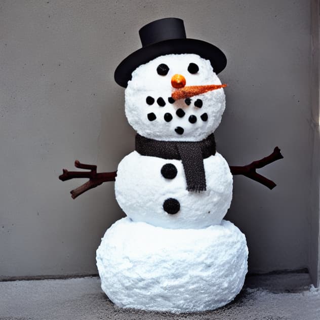 modelshoot style snowman made of gray uneven rough concrete