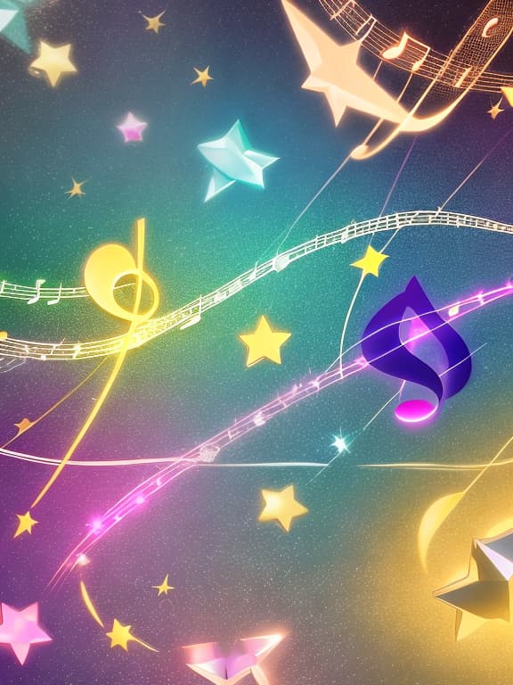  Cute musical notes and sparkling stars and gems wallpaper